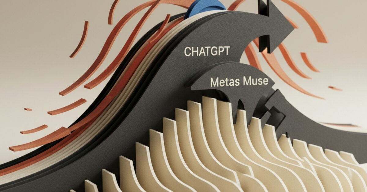 Redaktionel illustration til „Brugerne vælger ChatGPT frem for Metas Muse“